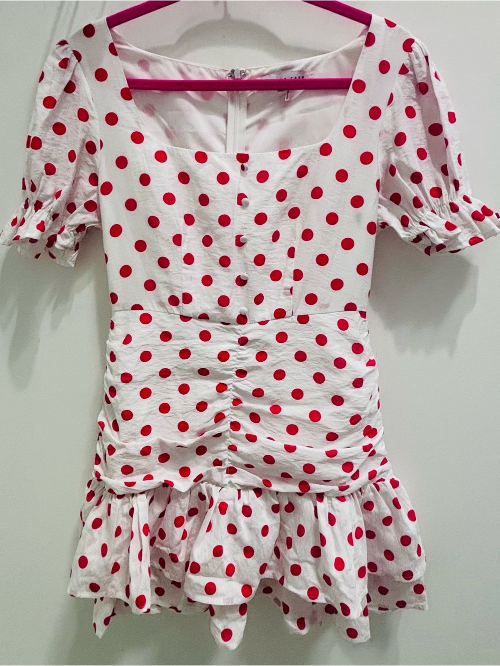 Endless Rose White Mini Dress with Red Polka Dots